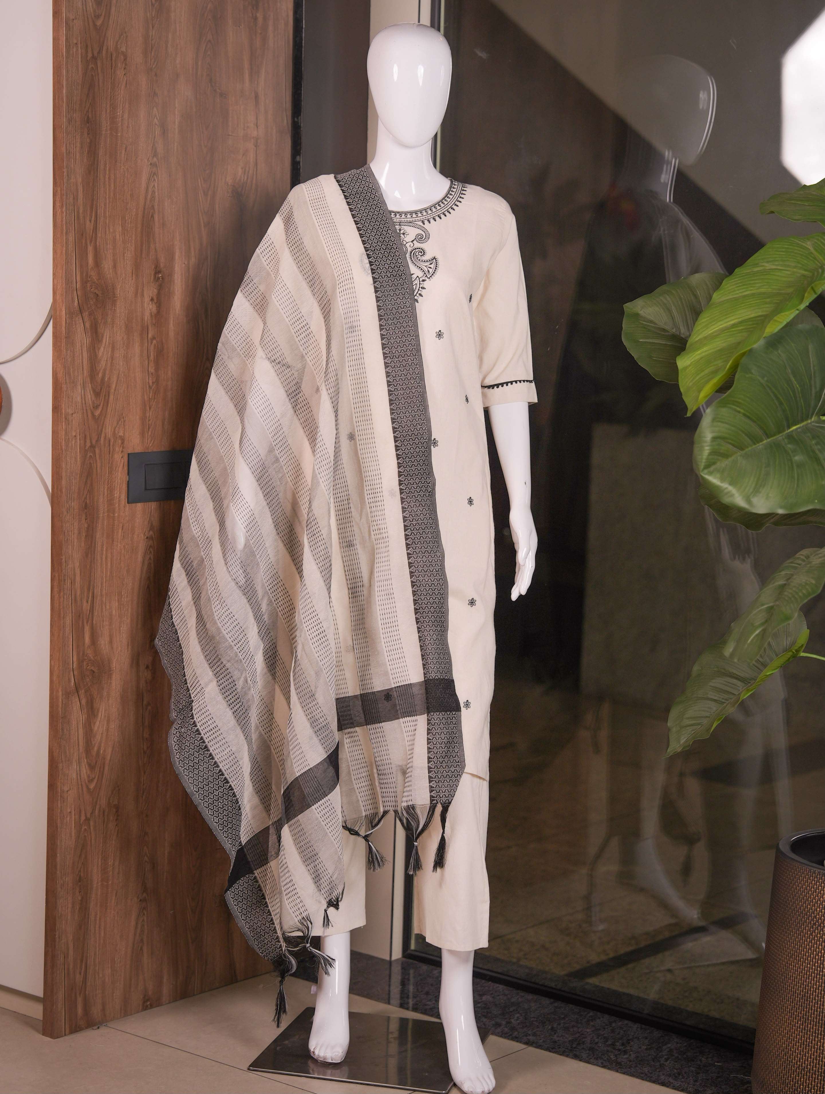 C 13 BOUTIQUE KHADI COTTON GRAY KURTI PANT CASUAL LOOK WHOLESALER PRICE SHOP